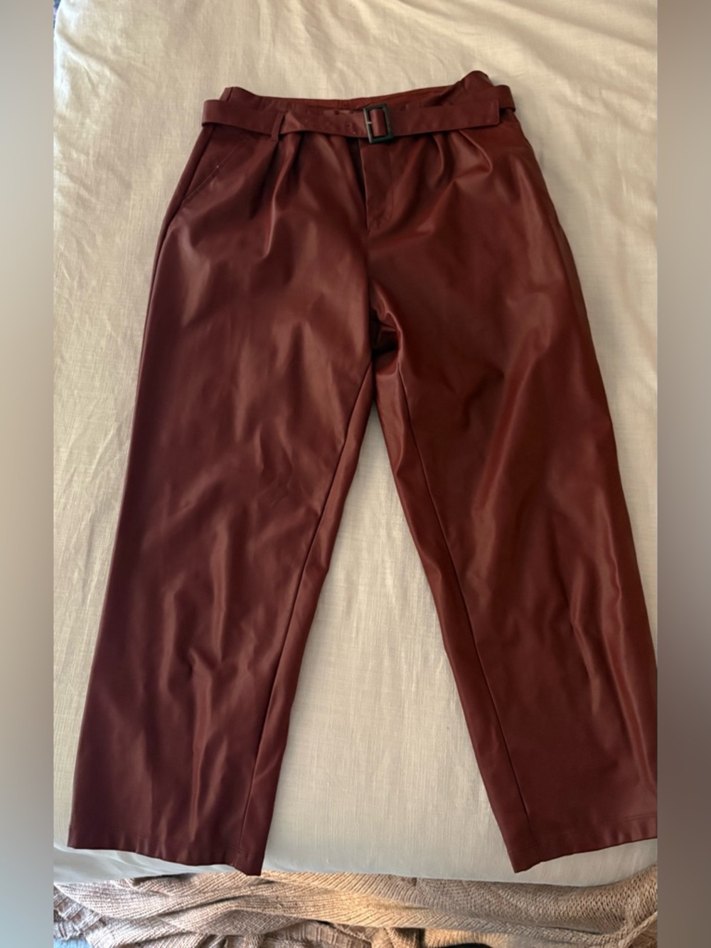 Who What Wear Burgundy Faux Leather Trousers